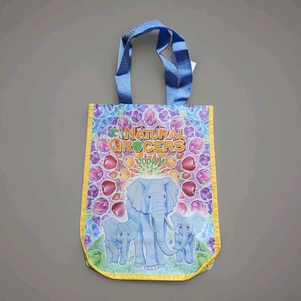 Natural Grocers Bag Reusable Shopping Tote Heavy Duty Colorado Small Elephant